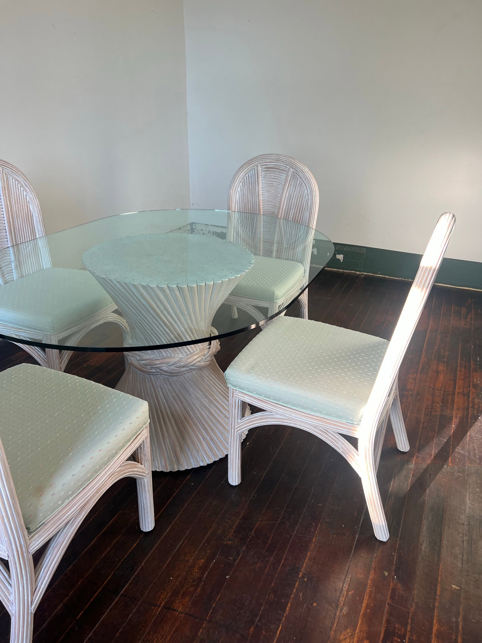 Mid 19th Century Henry Link Coastal Rattan Boho Chic Dining Set 5 PCS - 9