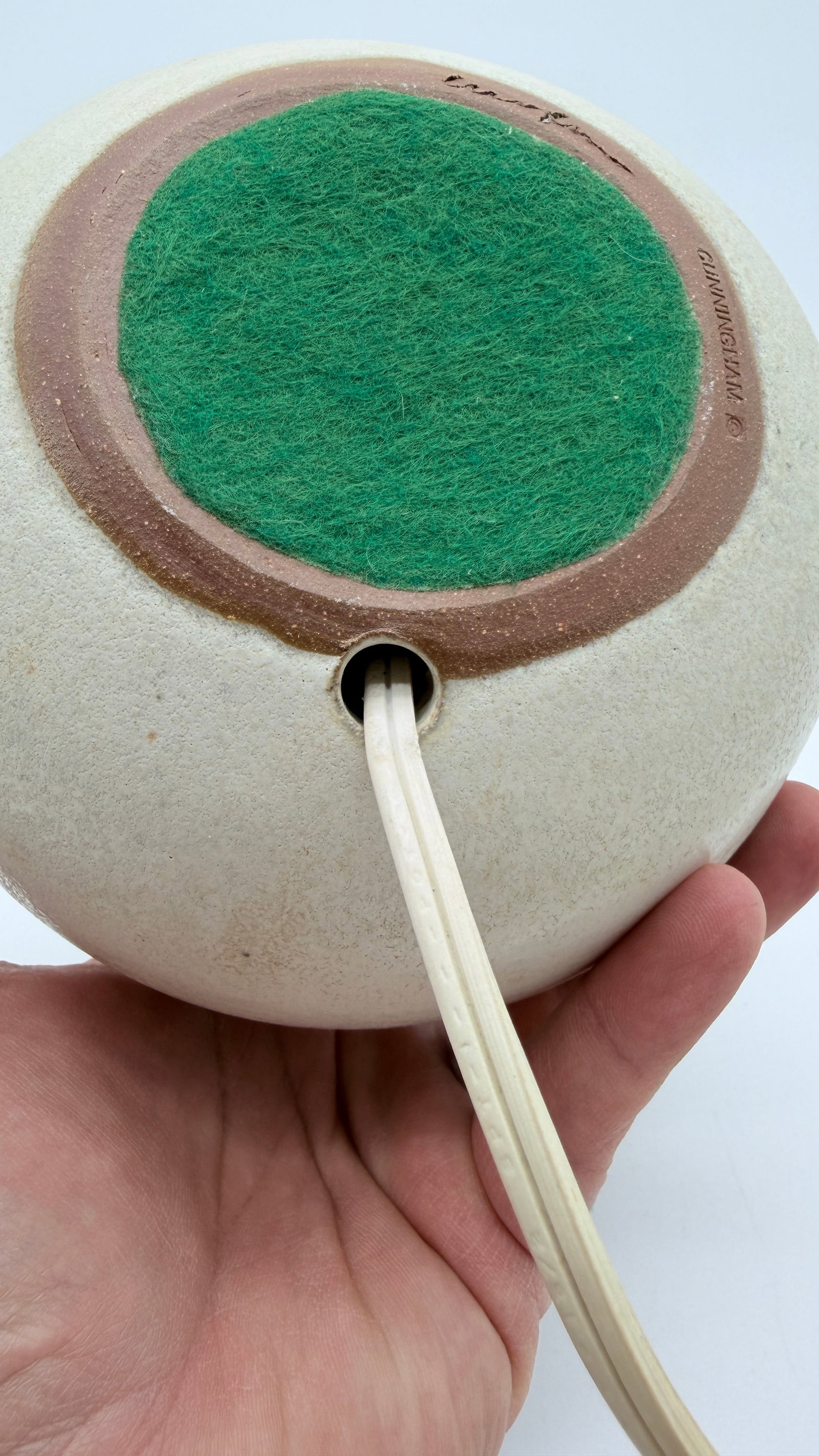 Vintage Steve & Miky Cunningham Studio Pottery Sphere Ball Lamp, Iowa, Circa 1980s–1990s - 11