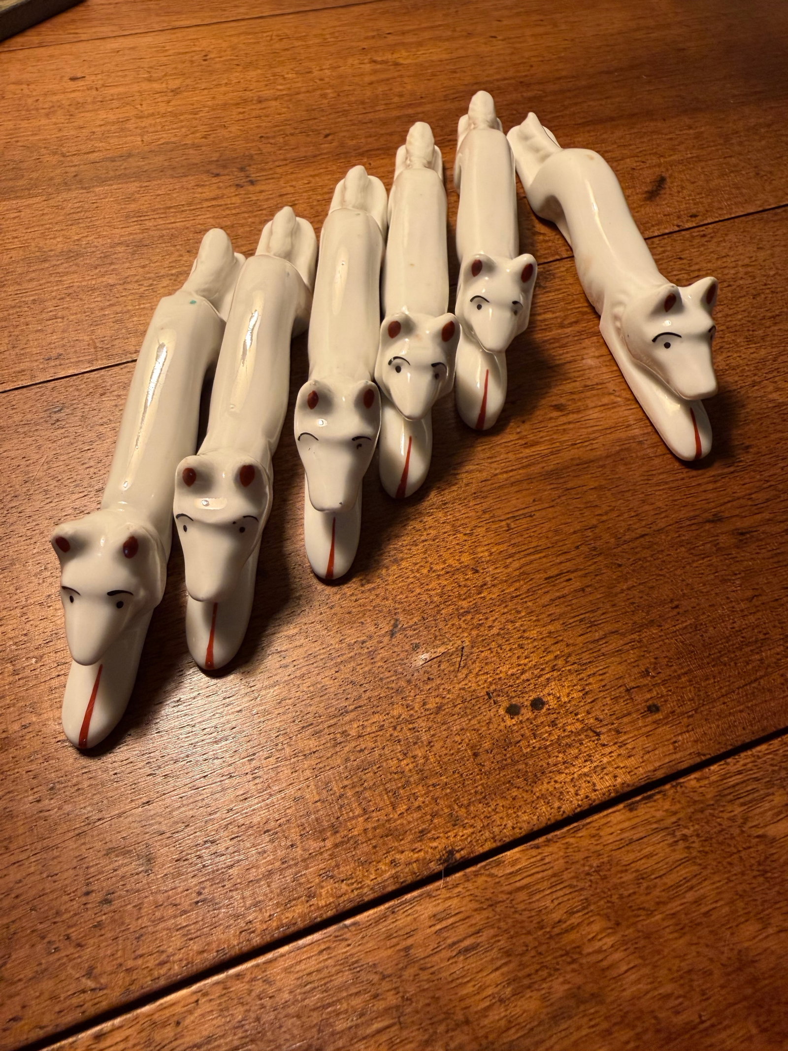 Vintage Art Deco Pfeffer Gotha Porcelain Animal/Fox Knife Rests, Set of 6 - 2