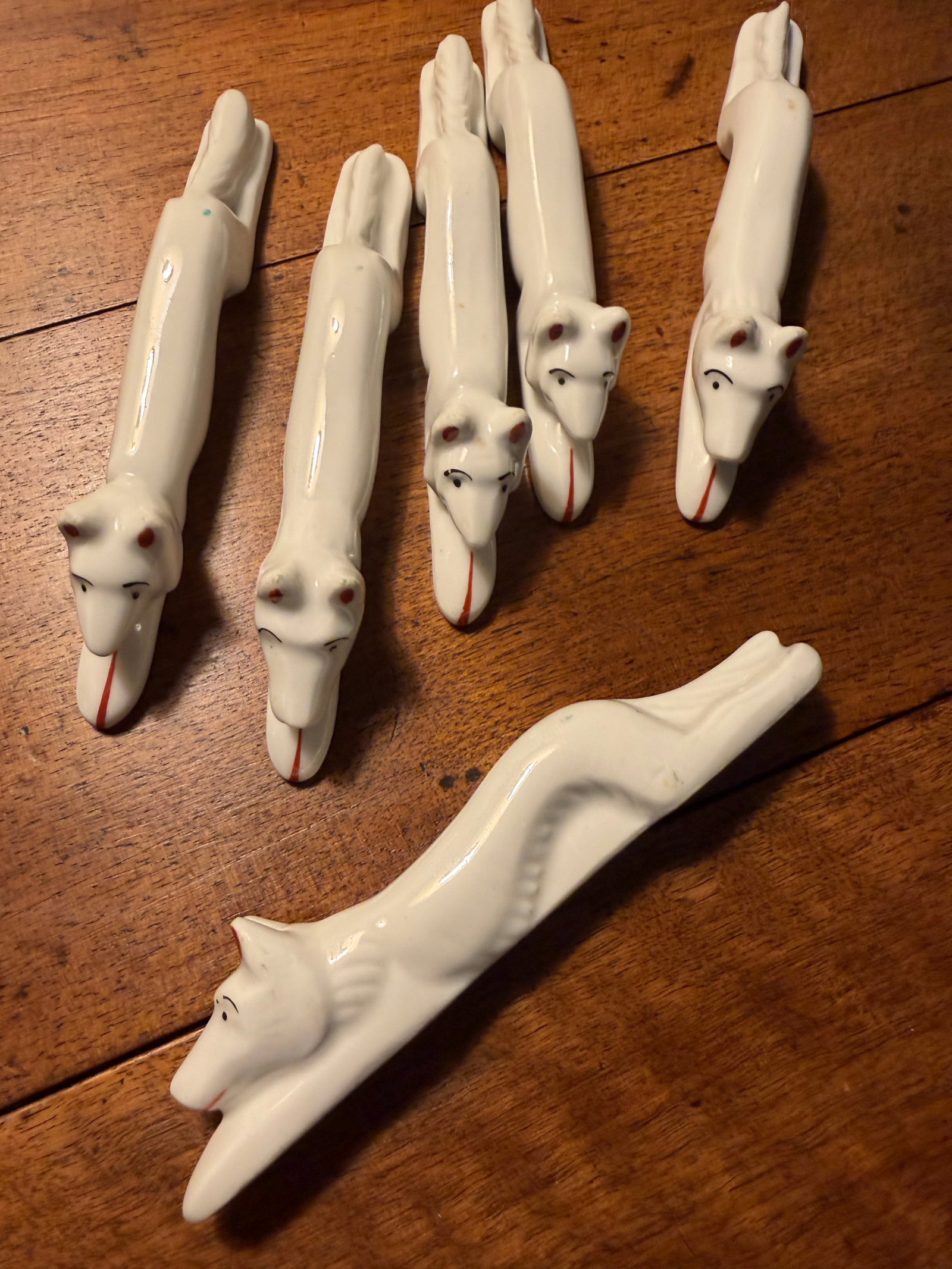 Vintage Art Deco Pfeffer Gotha Porcelain Animal/Fox Knife Rests, Set of 6 - 6