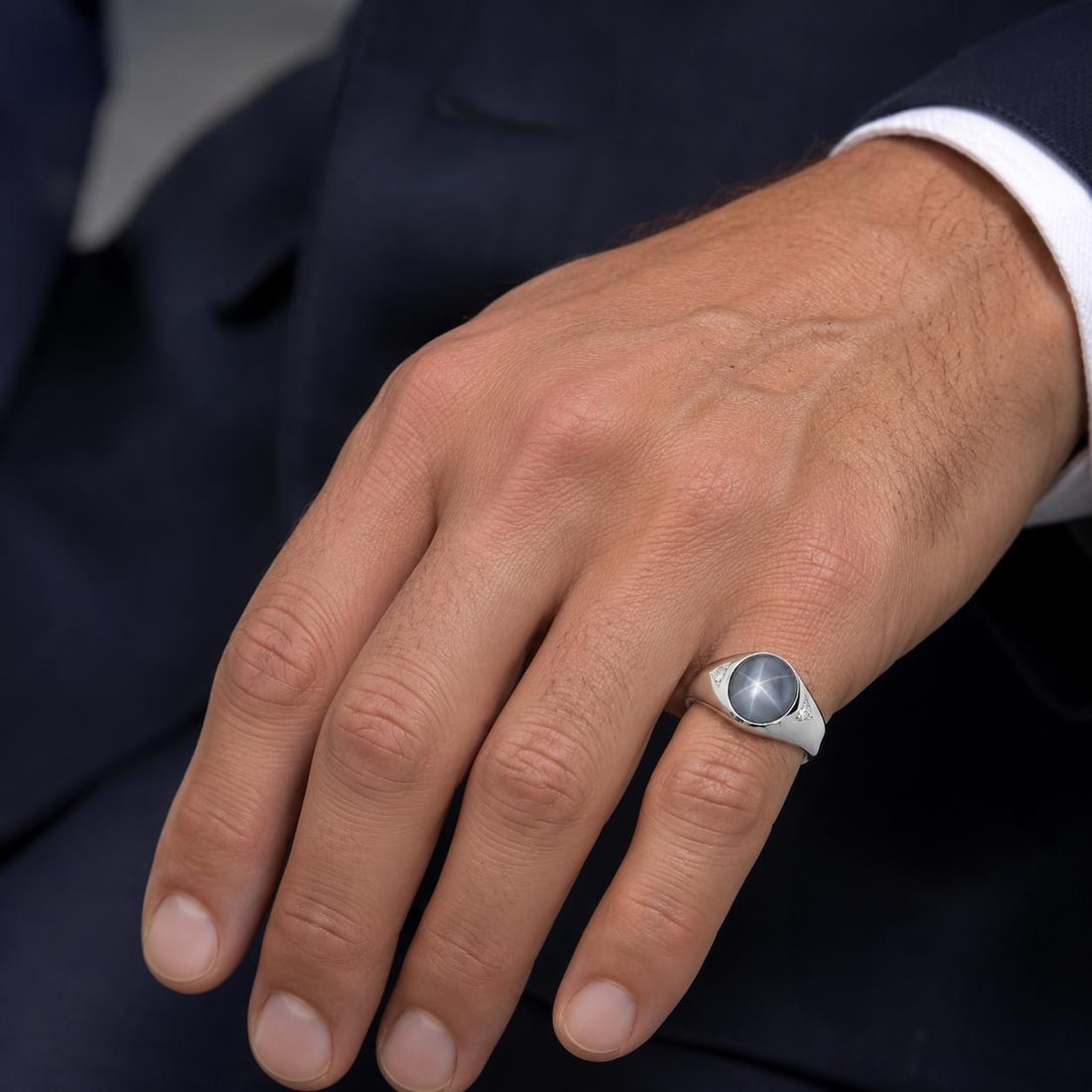 Late 20th Century 14Star Sapphire Ring, Size 8.5 - 2