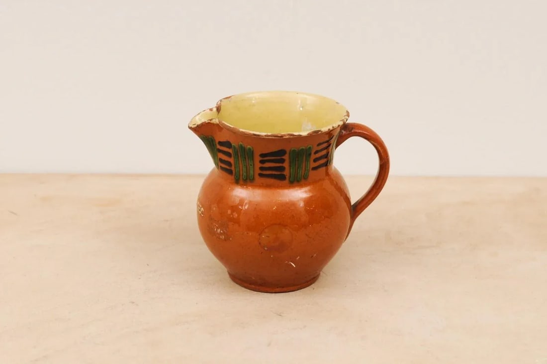 French 19th Century Terracotta Pitcher from Génolhac with Russet Colored Glaze - 8