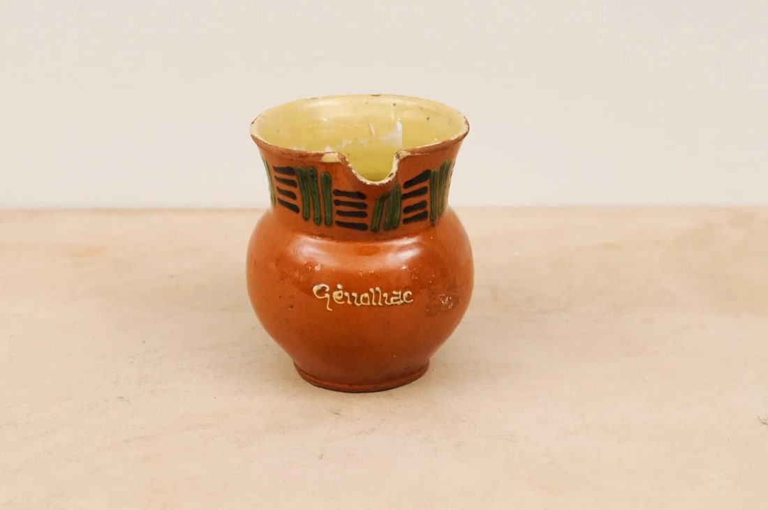French 19th Century Terracotta Pitcher from Génolhac with Russet Colored Glaze - 9