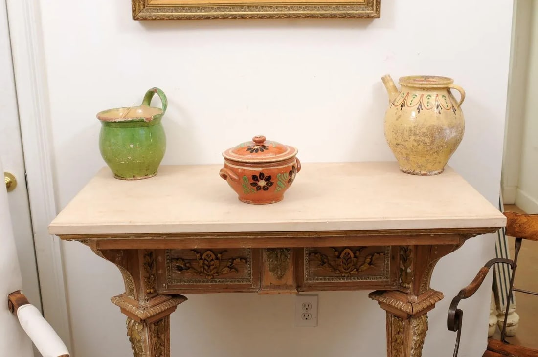 19th Century Rustic French Glazed Terracotta Covered Baking Dish with Flowers - 6