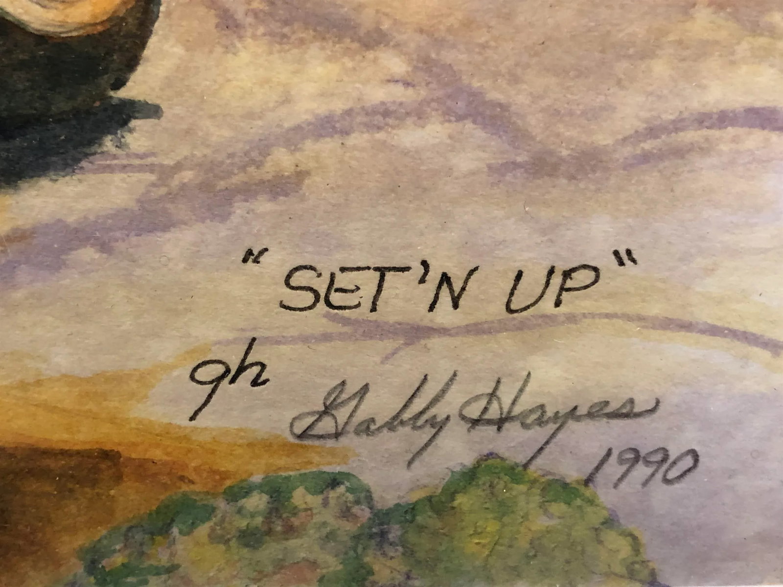 Set'n Up - Original Watercolor Painting by Gabby Hayes 1990, Framed - 3