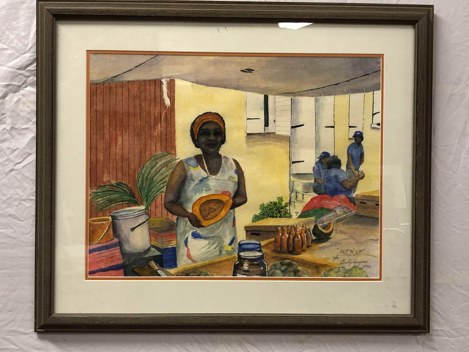 Set'n Up - Original Watercolor Painting by Gabby Hayes 1990, Framed - 5