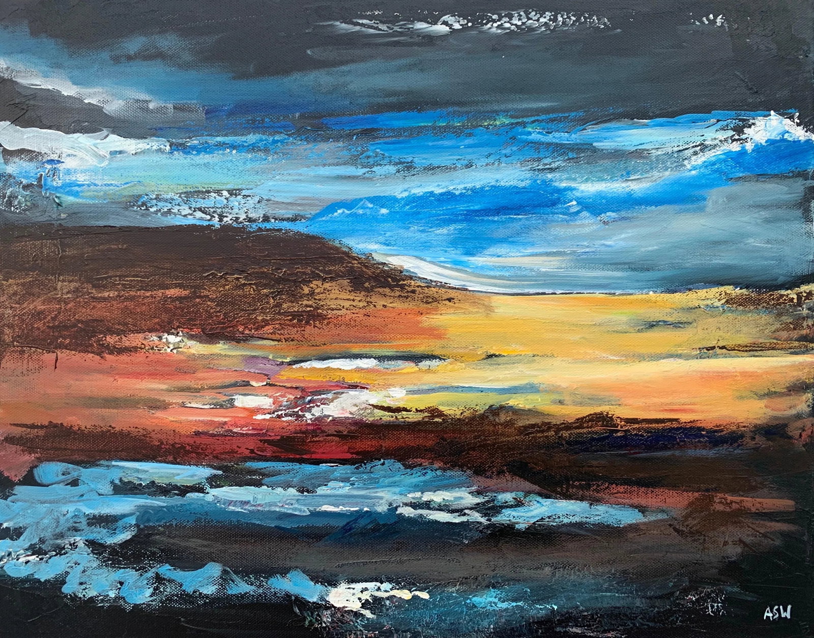 Colourful Abstract Art English Hills Countryside - Unique Original Art by Contemporary British Artis - 8