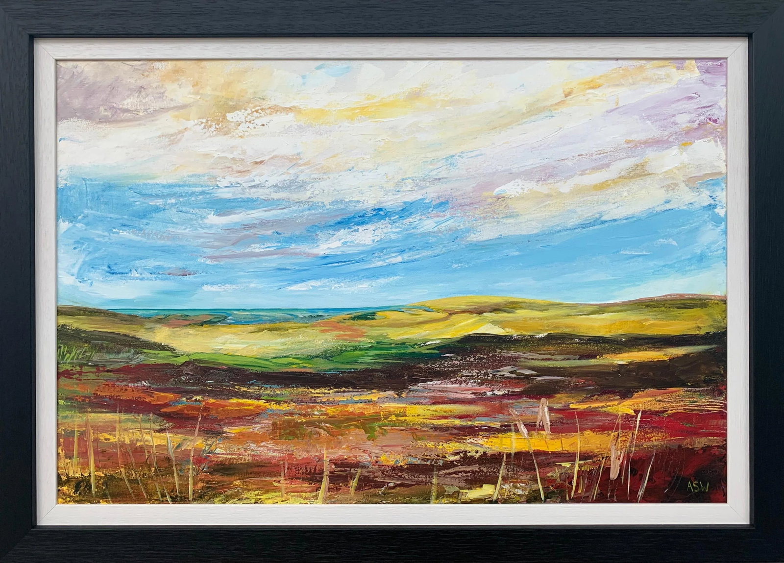 Colourful Abstract Landscape Painting of English Countryside - Unique Original Art by Contemporary B - 11