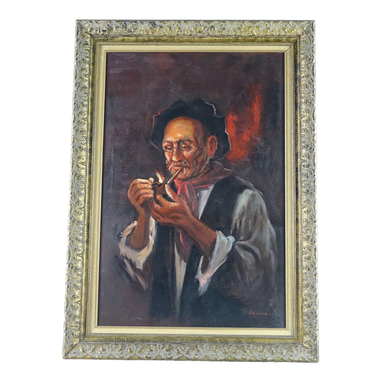Antique Portrait Original Oil Painting on Canvas, Signed by Artist Alberto Cecconi (1 of 7)