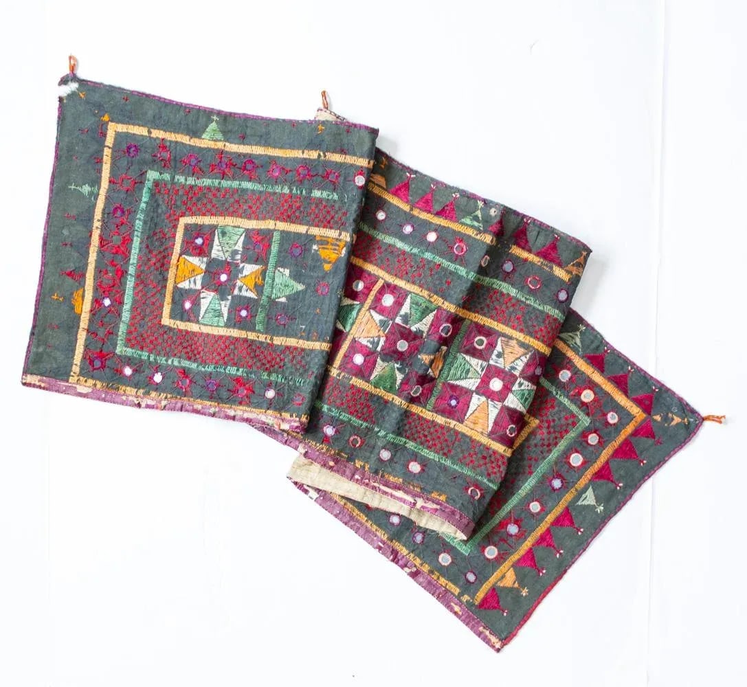 Vintage Indian Toran Embroidered Textile With Mirrors - 13