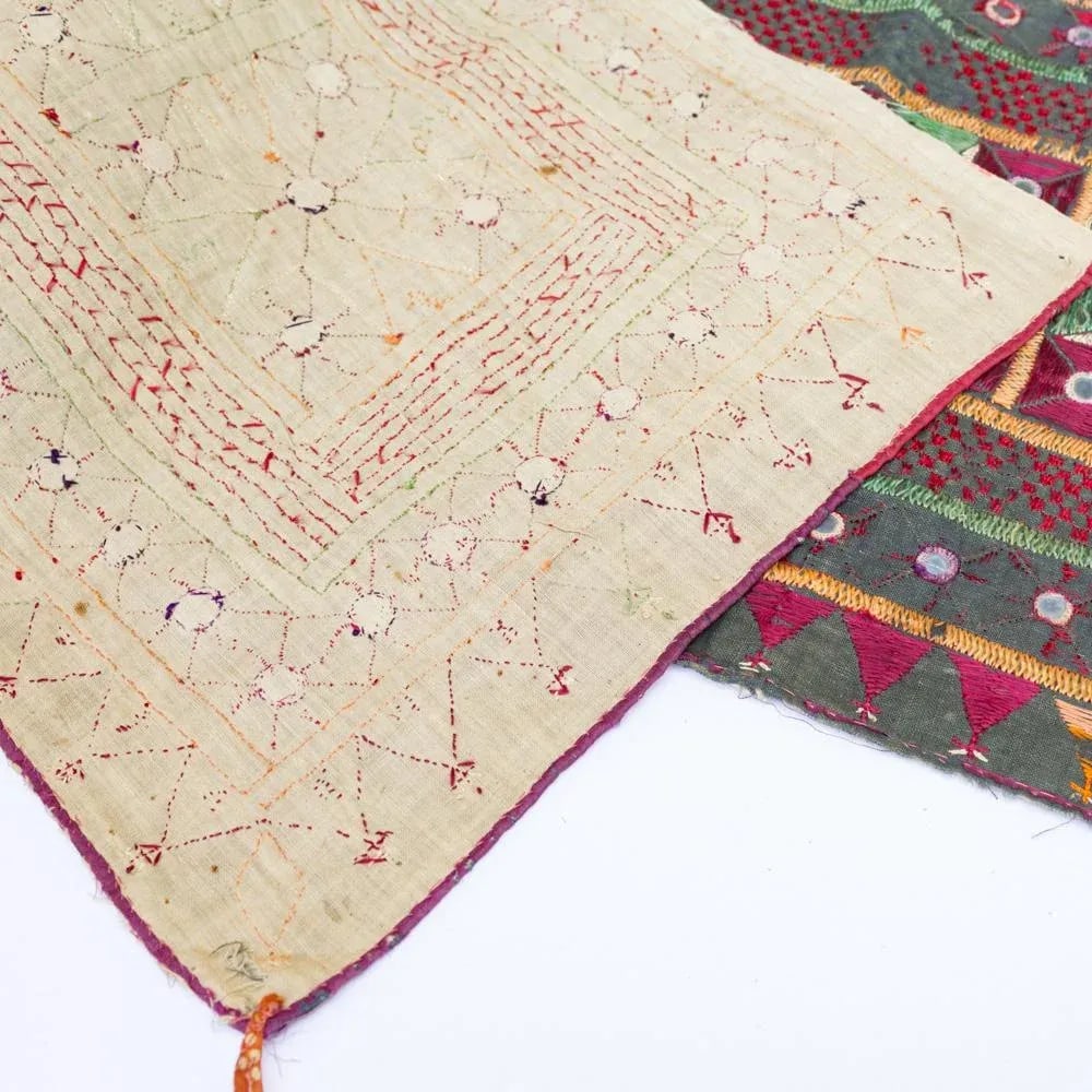 Vintage Indian Toran Embroidered Textile With Mirrors - 9