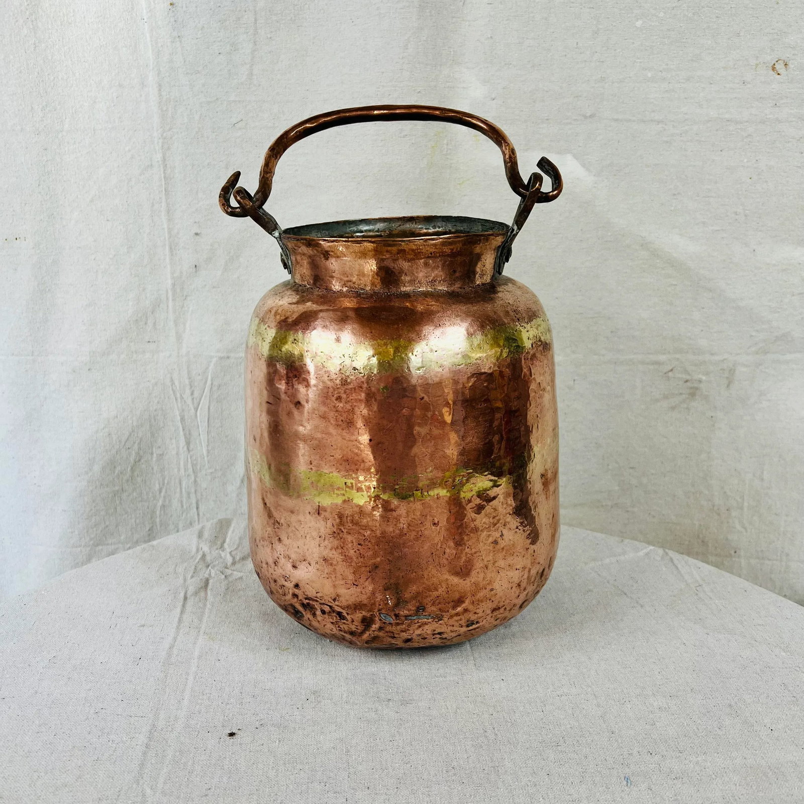 Mid Century Handmade Large Copper Container With Handle - 5