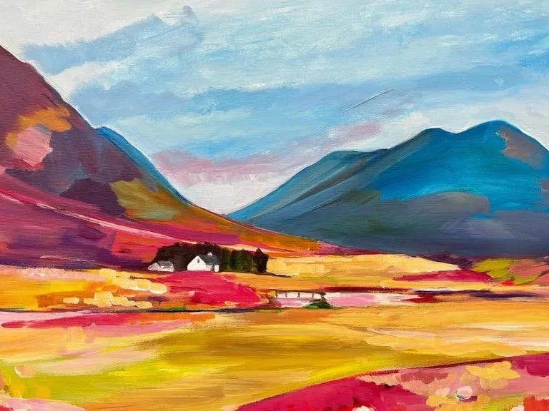 Colourful Abstract Landscape Painting of Scottish Highlands by Contemporary Artist - 7