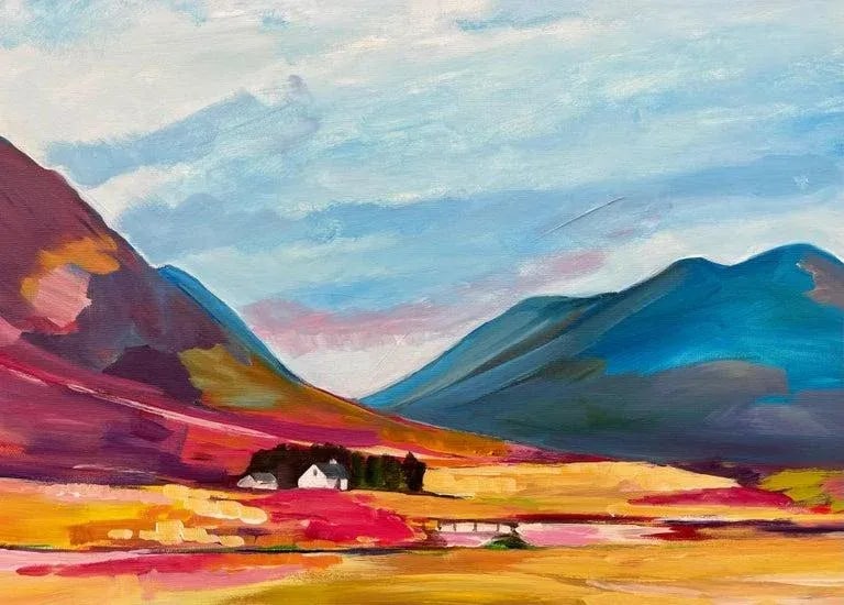 Colourful Abstract Landscape Painting of Scottish Highlands by Contemporary Artist - 9