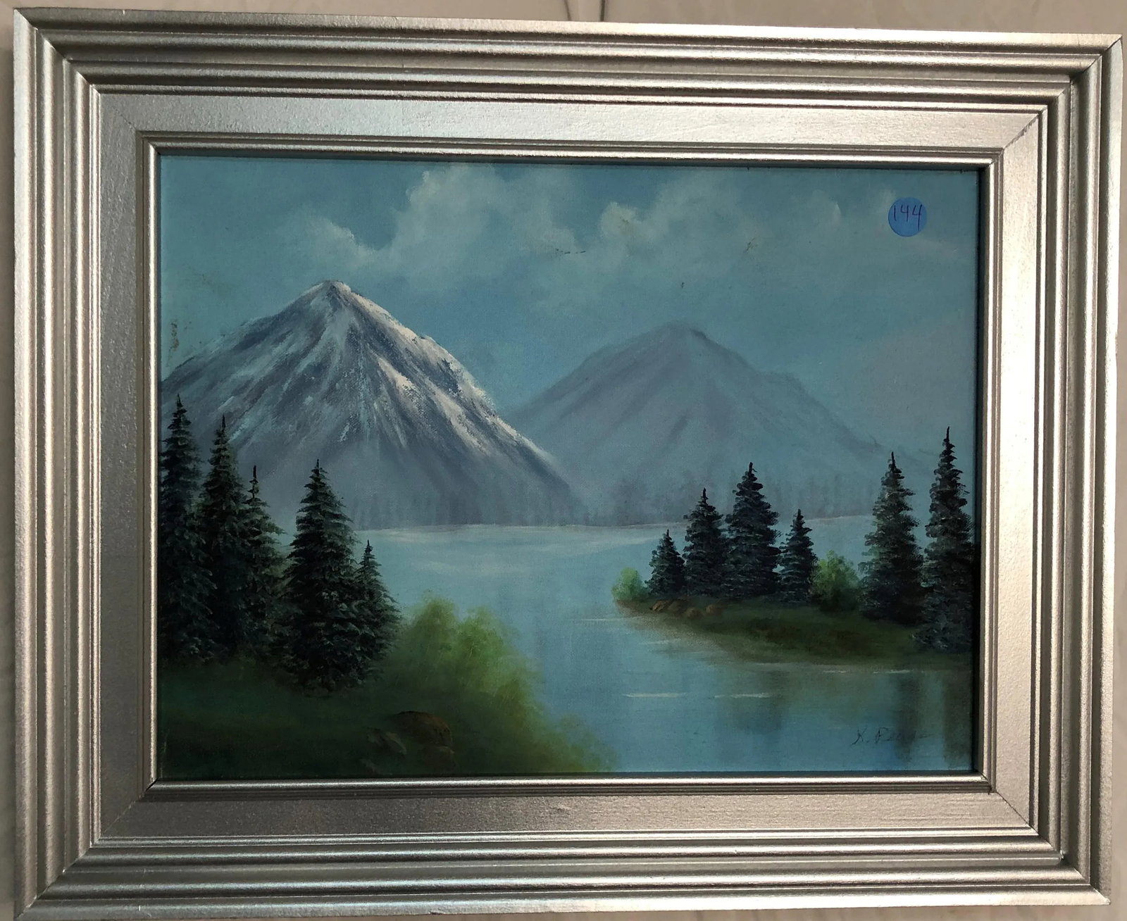 Early 20th Century Mountains Oil on Canvas Signed on the Bottom, Framed - 3