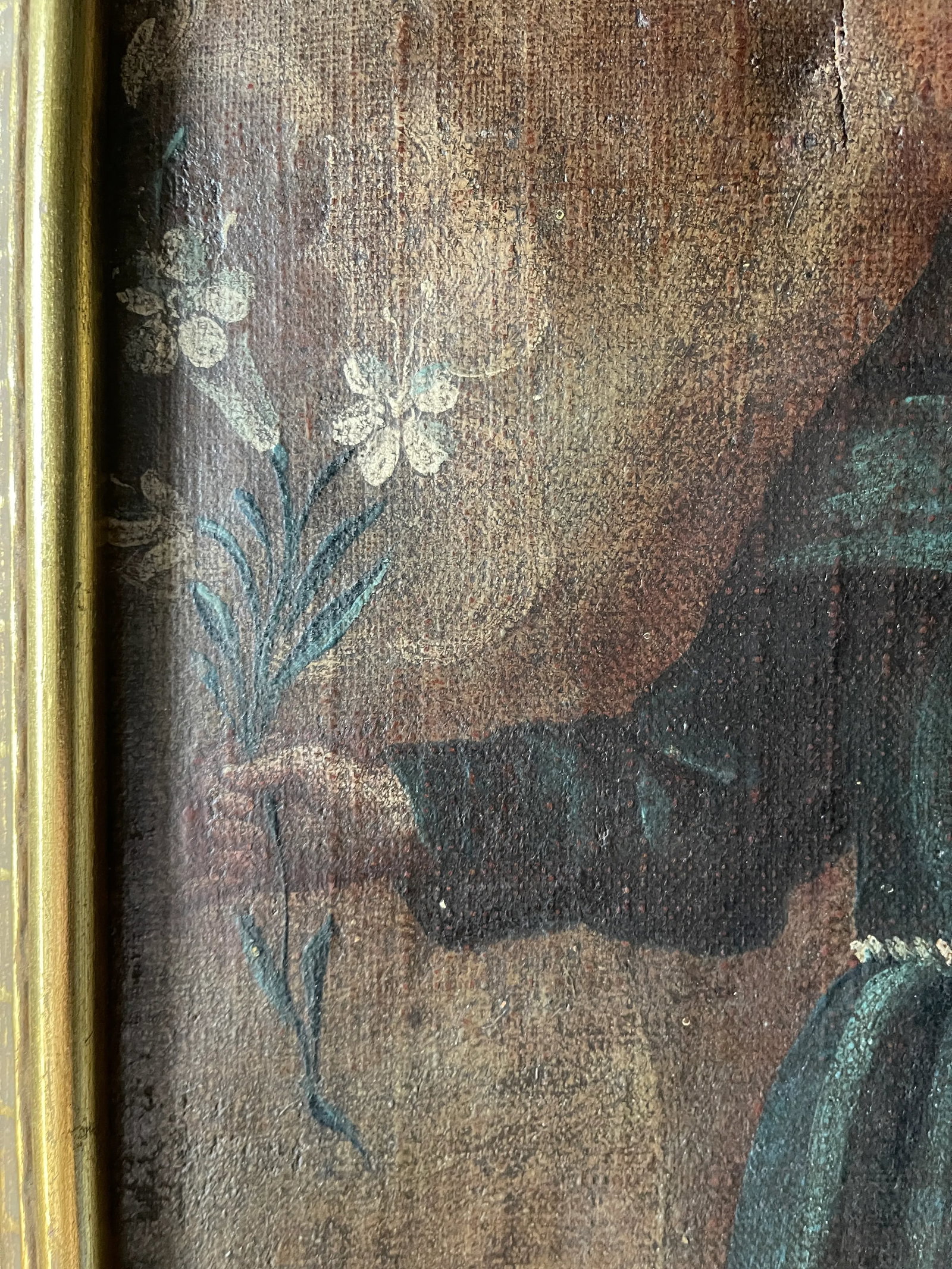 Antique Mexican Oil on Canvas Painting of Saint Anthony - 6