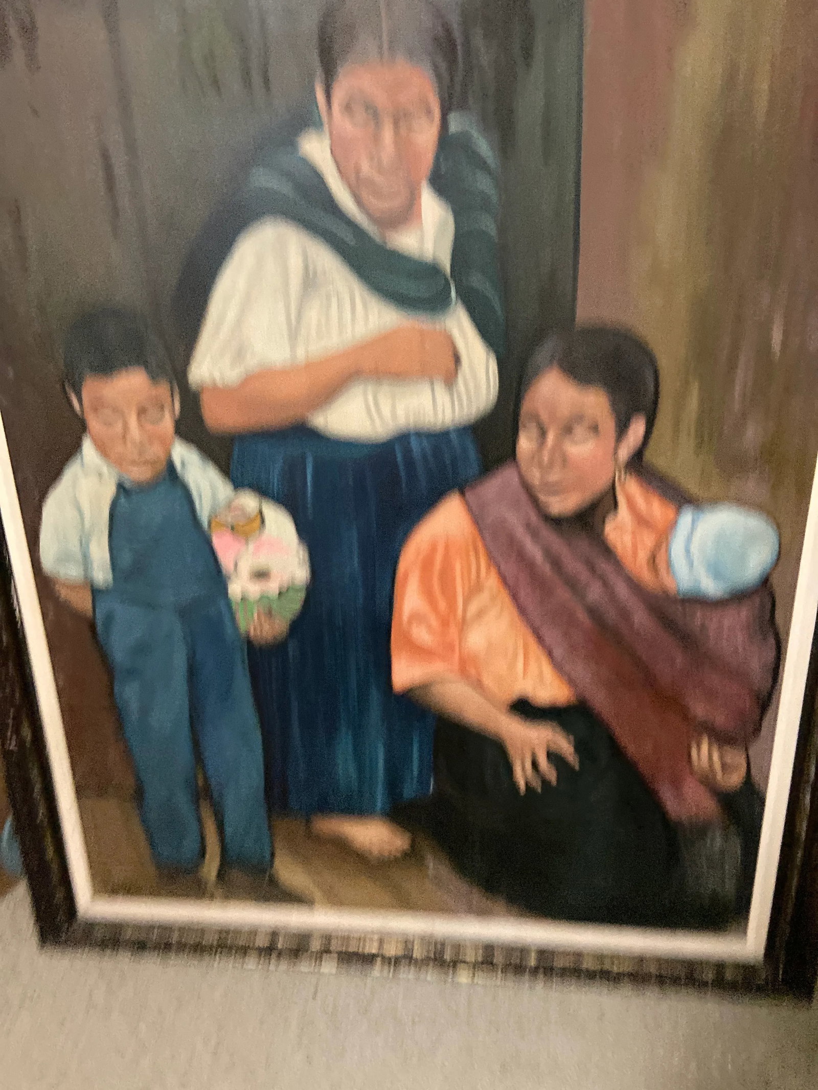 Vintage Mexican Muralist Style Portrait Oil Painting Signed Castillo - 5