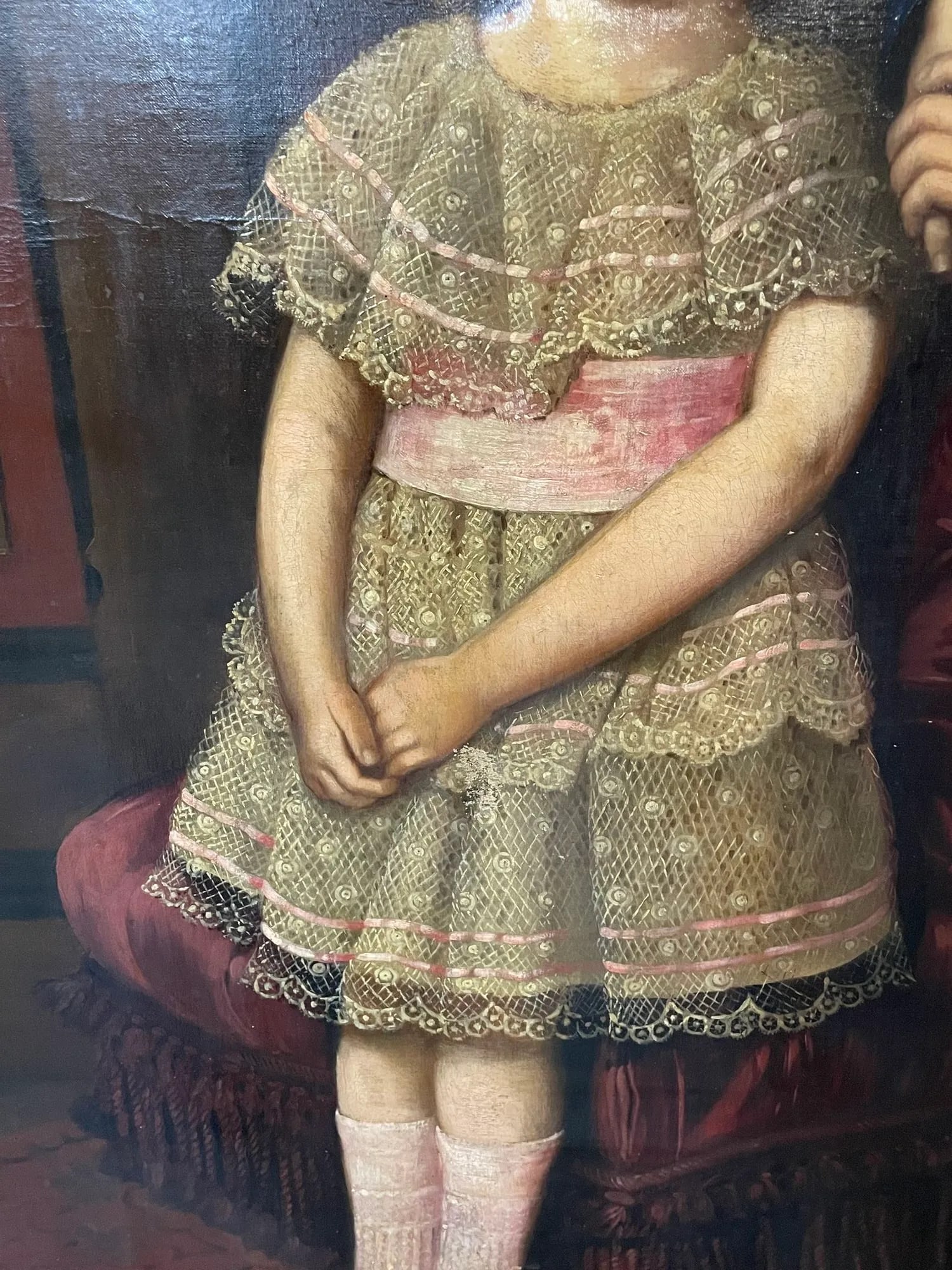 Palatial 19th Centur Oil on Canvas of a Portrait of Siblings Signed J. Peellaert - 8