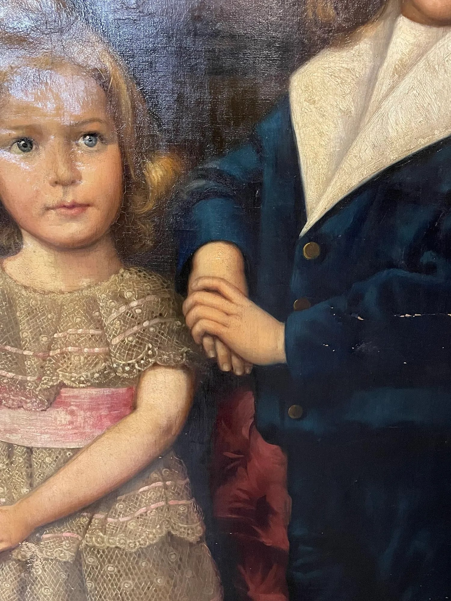 Palatial 19th Centur Oil on Canvas of a Portrait of Siblings Signed J. Peellaert - 9