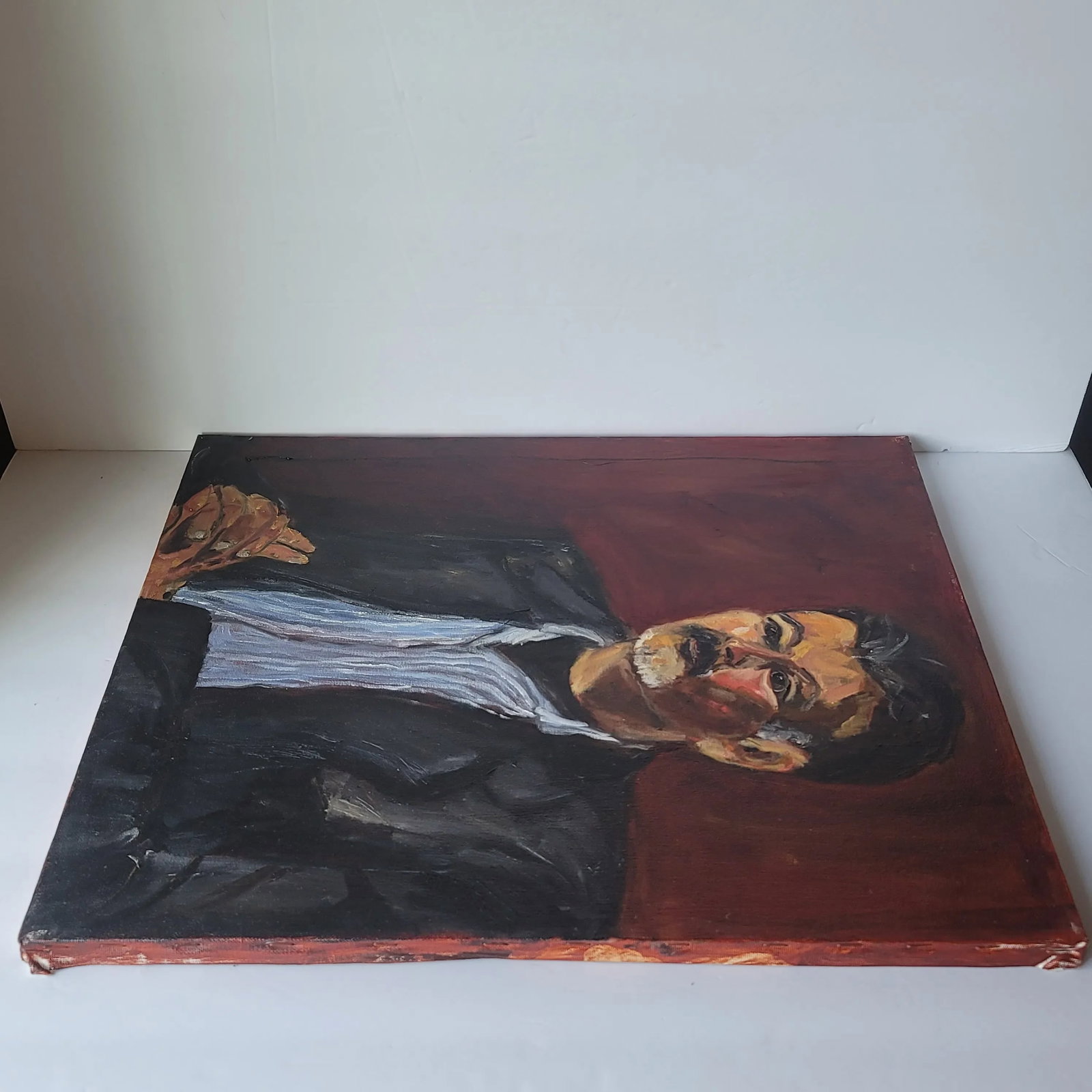 1990s "Fernando" Expressionist Portrait Oil Painting by Rosemary Rabut - 3