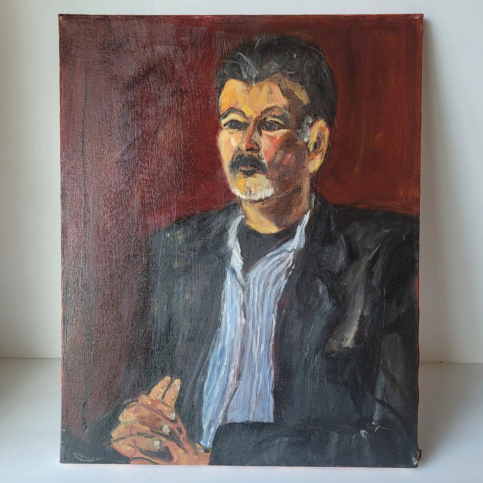 1990s "Fernando" Expressionist Portrait Oil Painting by Rosemary Rabut - 6