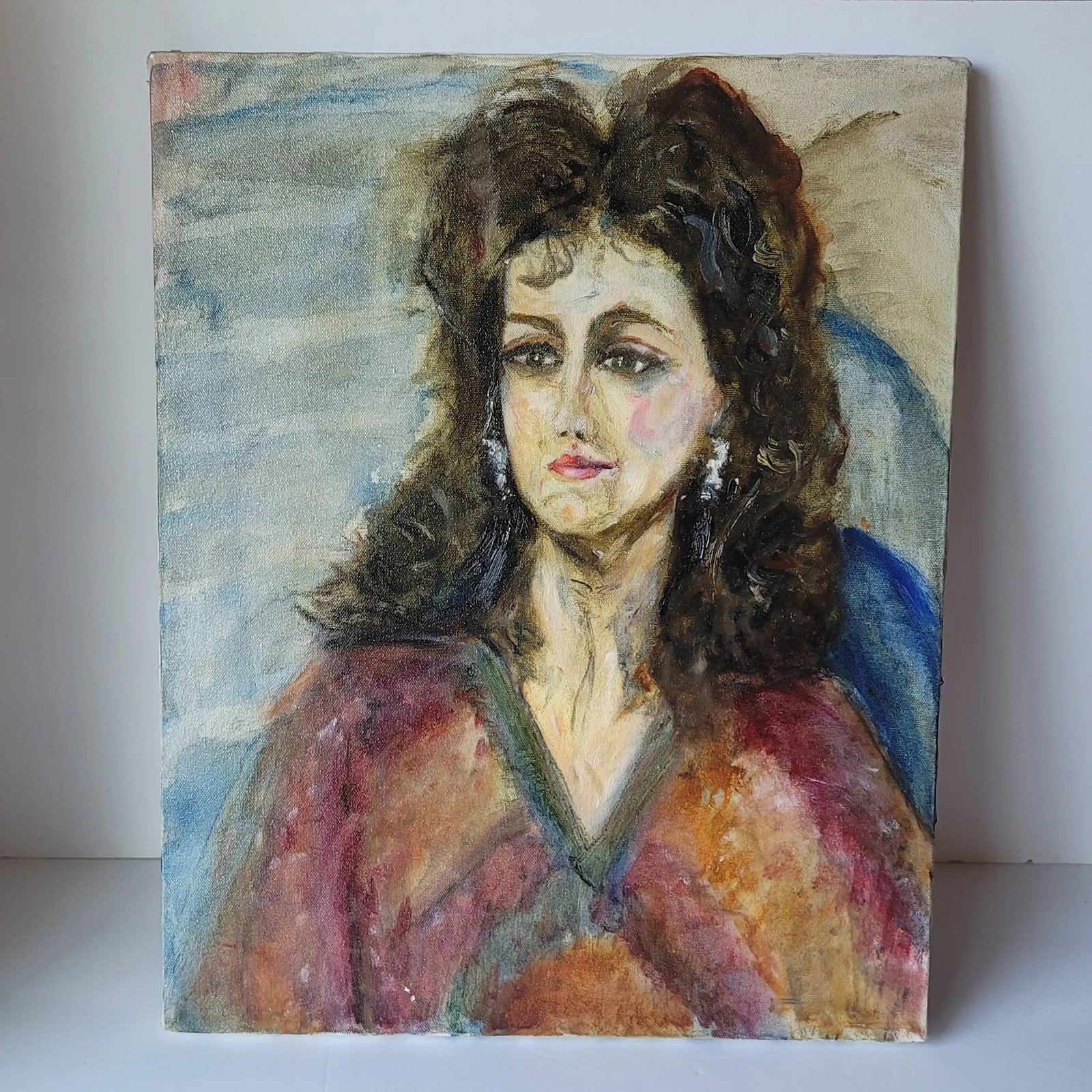 Portrait Woman With Earrings 1991 Oil Painting by Rosemary Rabut - 6