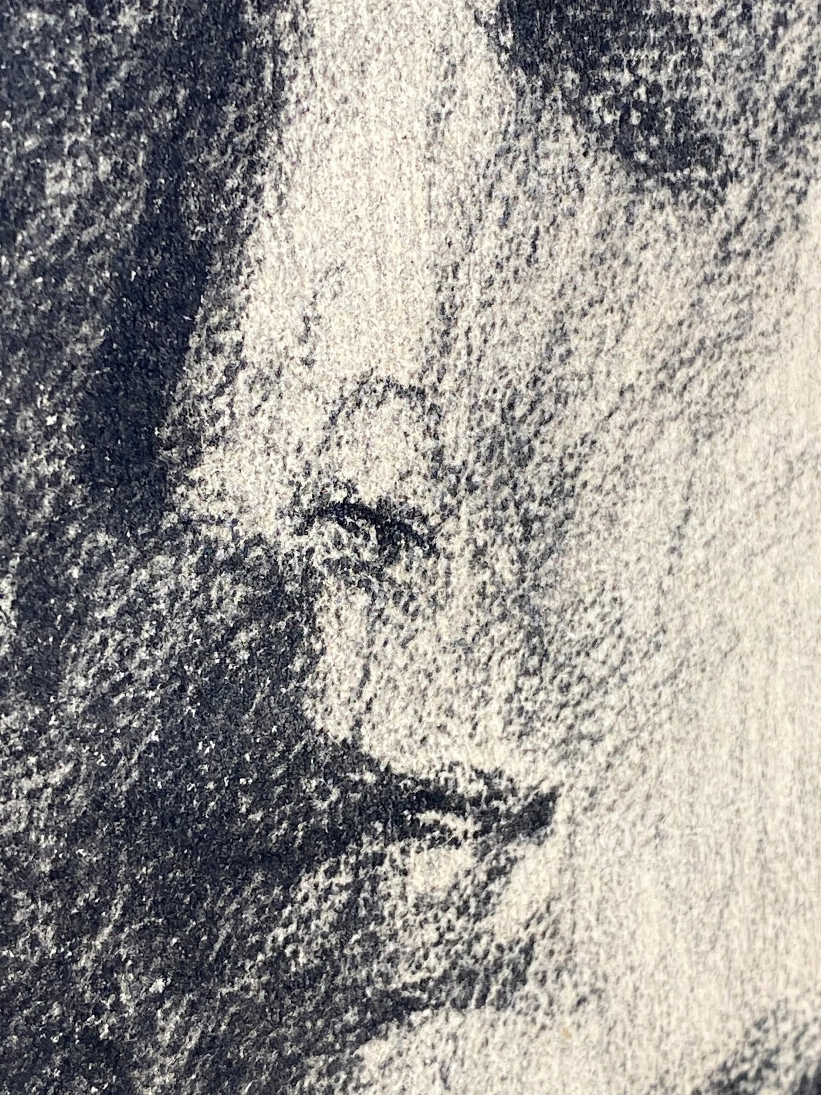 1940s Evocative Charcoal Portrait of French Woman Original Painting/Drawing - 11