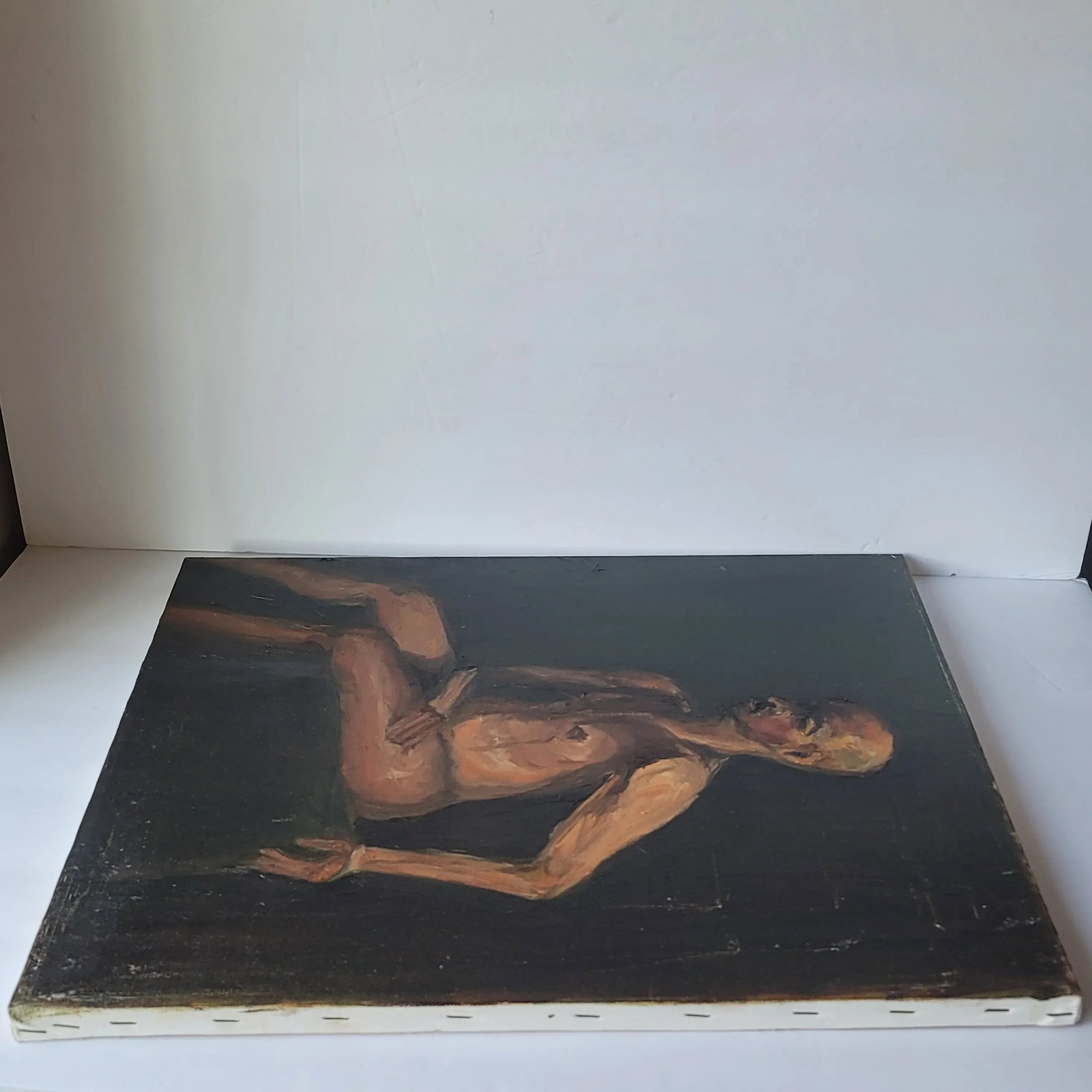 Early 21st Century Portrait "Nude Man With Mustache" Oil Painting by Rosemary Rabut - 2