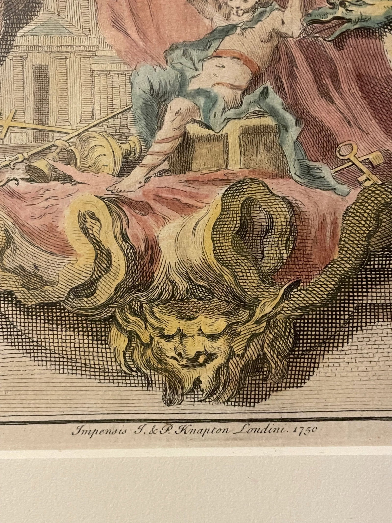 Framed Hand-Colored Print of King Henry VIII of England C.1750 - 5