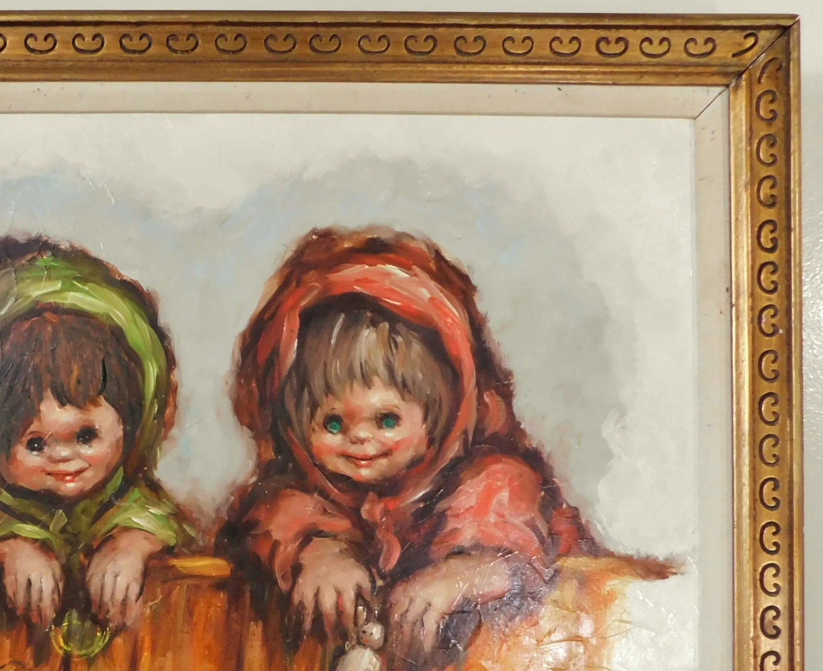 Frederick Dwight Kirsch (American 1899-1981) "Three Children" Oil Painting on Canvas Gold Wood Frame - 7