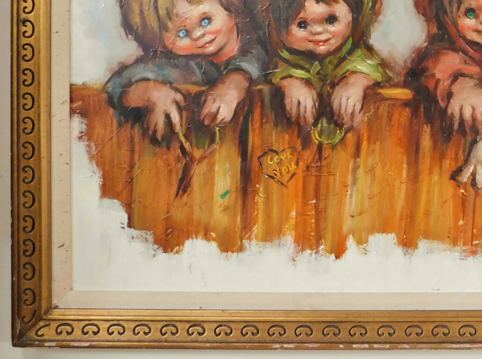 Frederick Dwight Kirsch (American 1899-1981) "Three Children" Oil Painting on Canvas Gold Wood Frame - 8