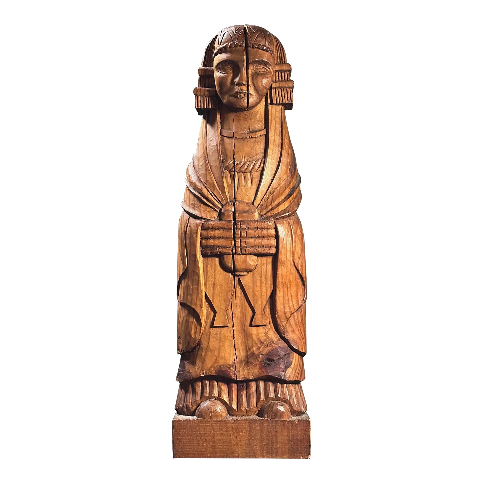Vintage Hand Carved Folk Art Draped Figurative Sculpture/Outsider Art (1 of 9)