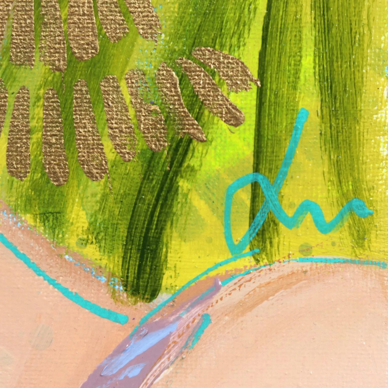 Miss Priss Palms 1 - Framed Original Figurative Abstract Portrait on Green Artwork by Lindsey McCord - 4