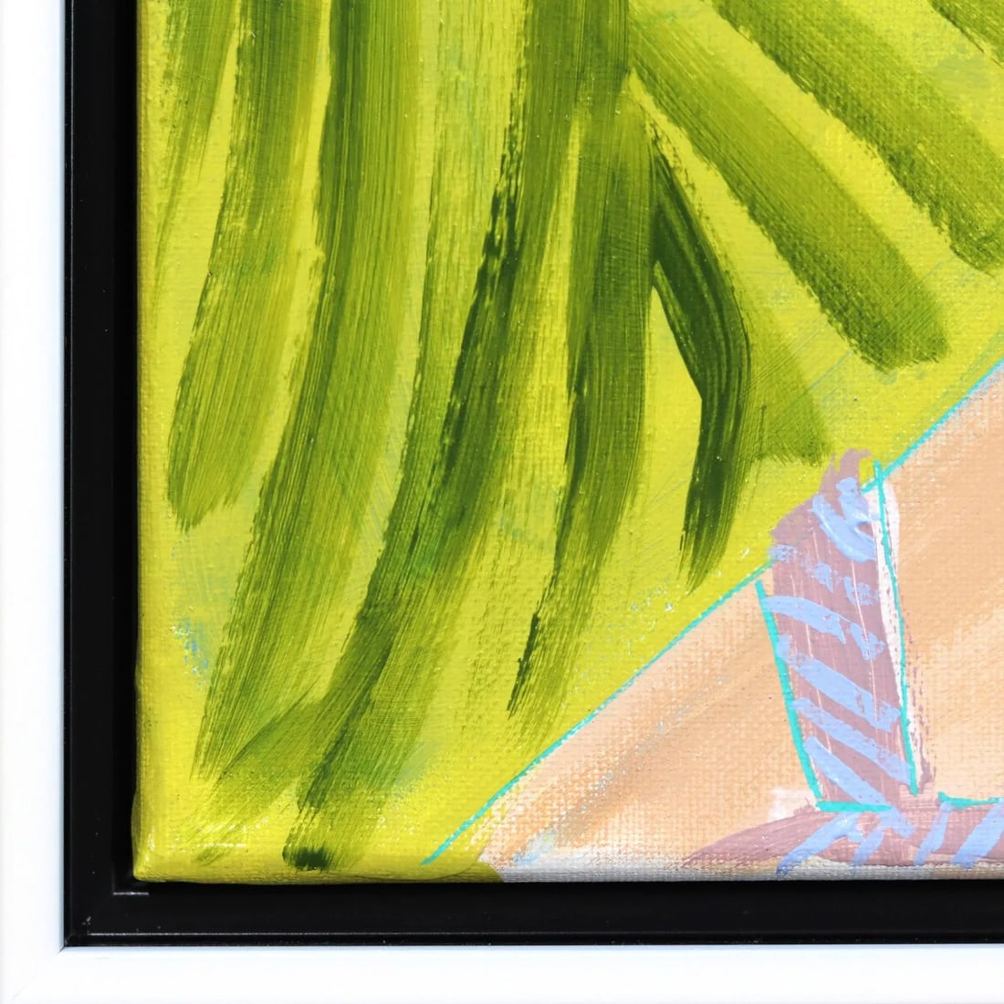 Miss Priss Palms 1 - Framed Original Figurative Abstract Portrait on Green Artwork by Lindsey McCord - 5