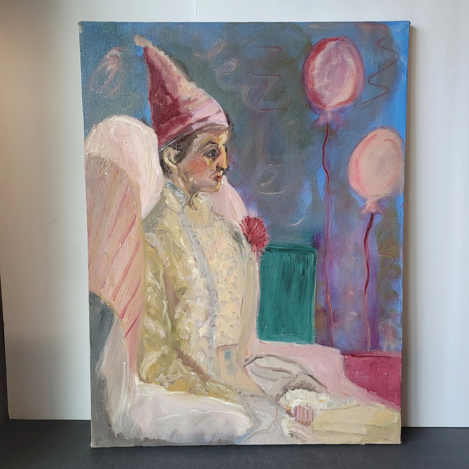 1990s Expressionist Portrait Oil Painting on Canvas by Rosemary Rabut - 2