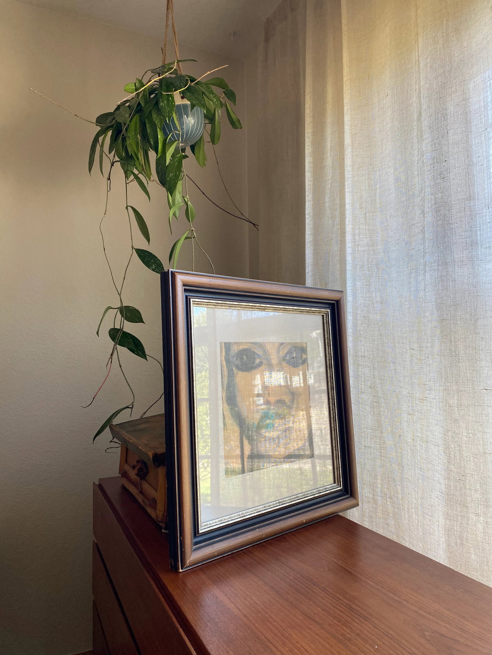 Contemporary Modernist Framed Neutral Palette Portrait With Expressive Eyes - 2