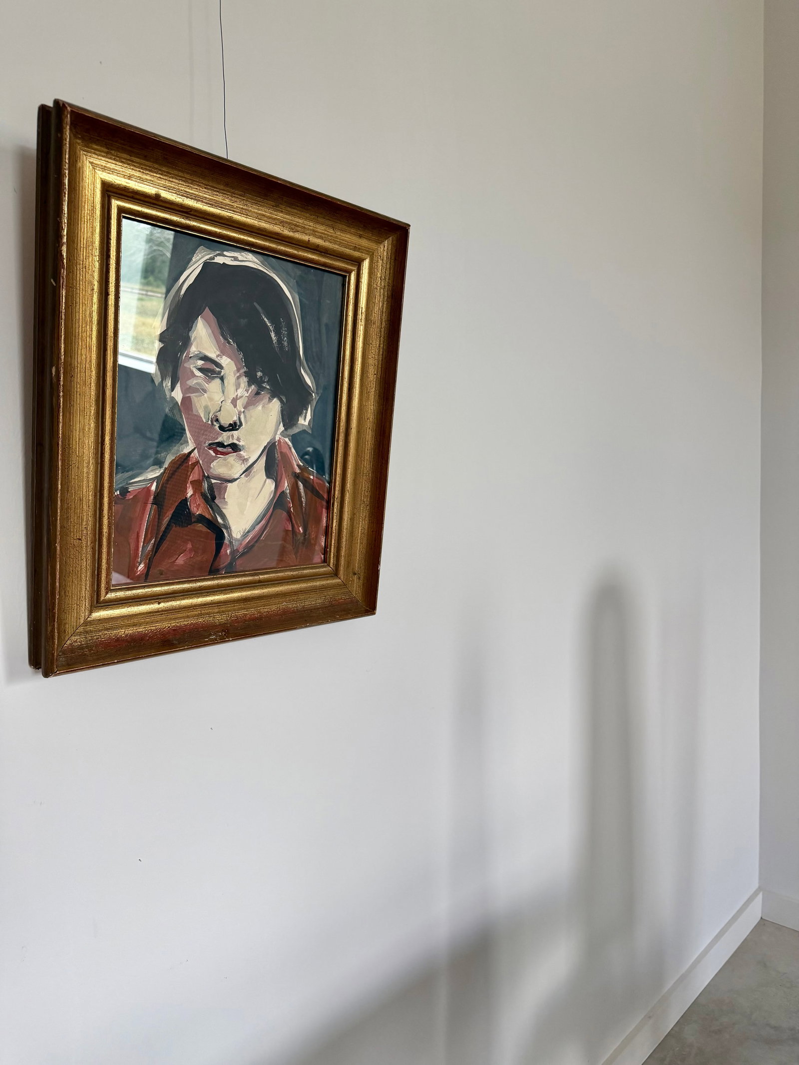 Contemporary 1980s Original Painting Portrait of Stylish Brunette Woman - 6