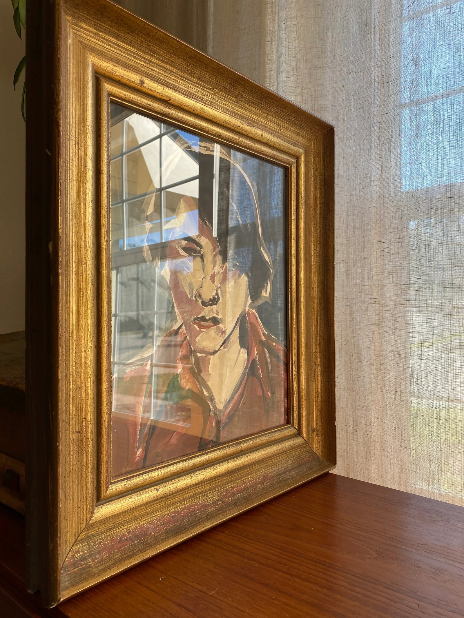Contemporary 1980s Original Painting Portrait of Stylish Brunette Woman - 7