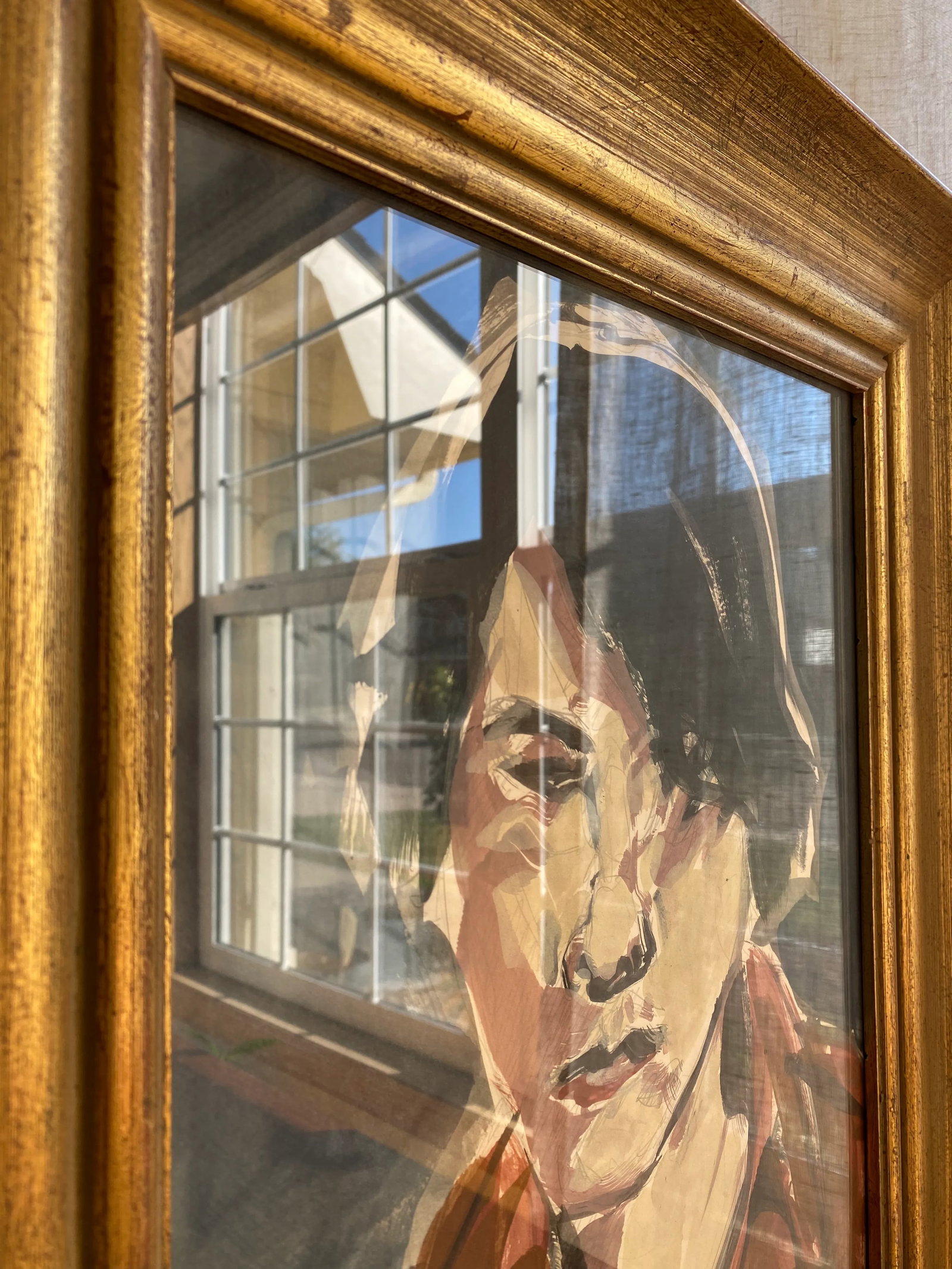 Contemporary 1980s Original Painting Portrait of Stylish Brunette Woman - 8