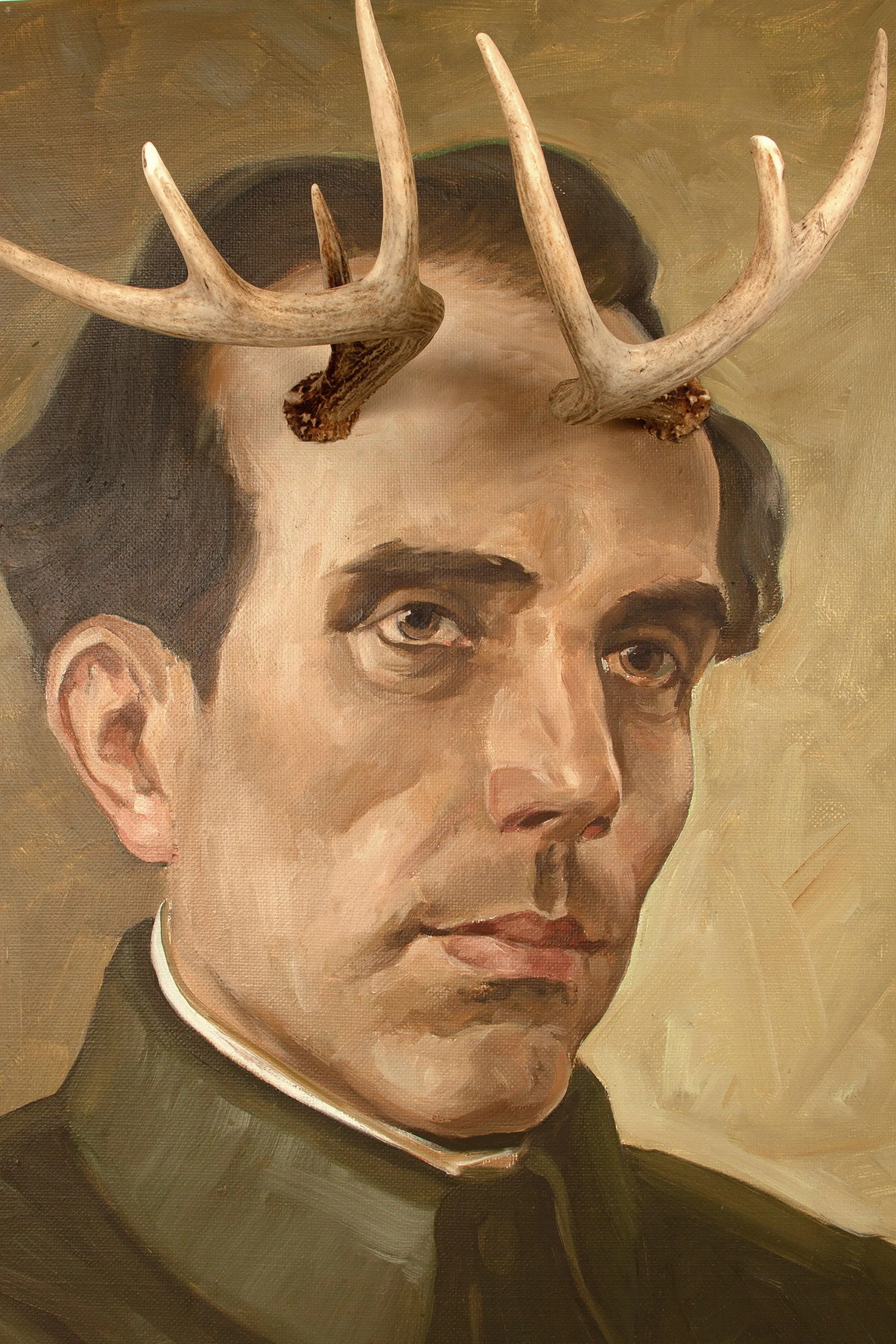 Altered Vintage Oil Painting of a Man - 3