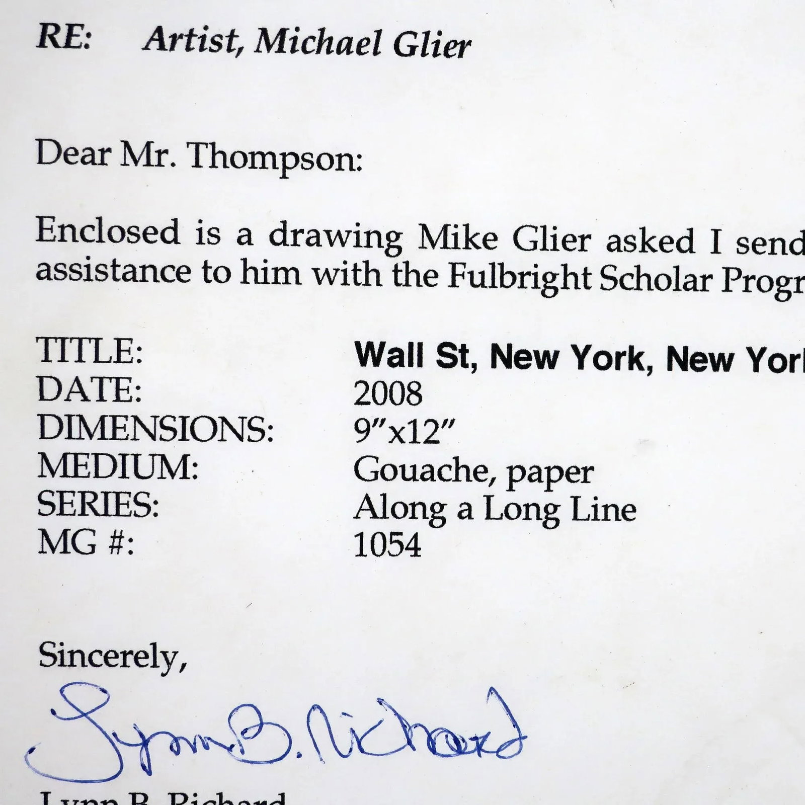 Michael Glier "Wall Street, New York, New York" Gouache on Paper (2008) - 4