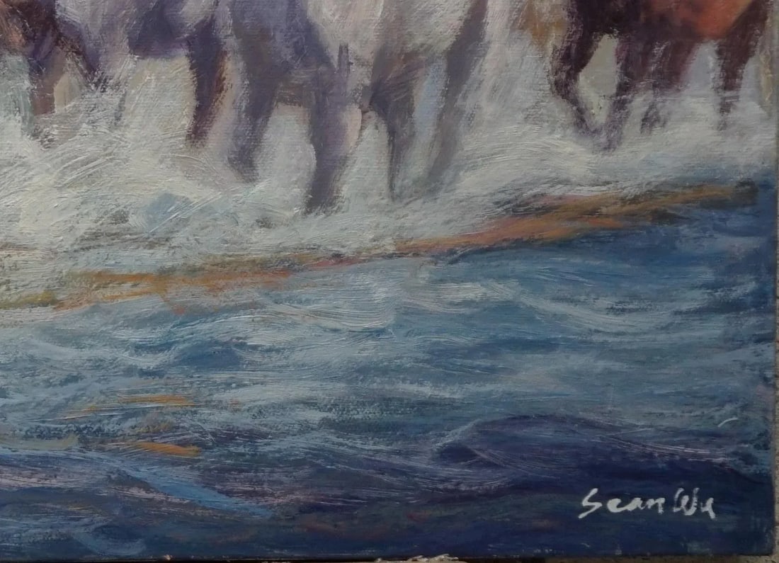 Sean Wu Original Oil Painting of Wild Horses - 5