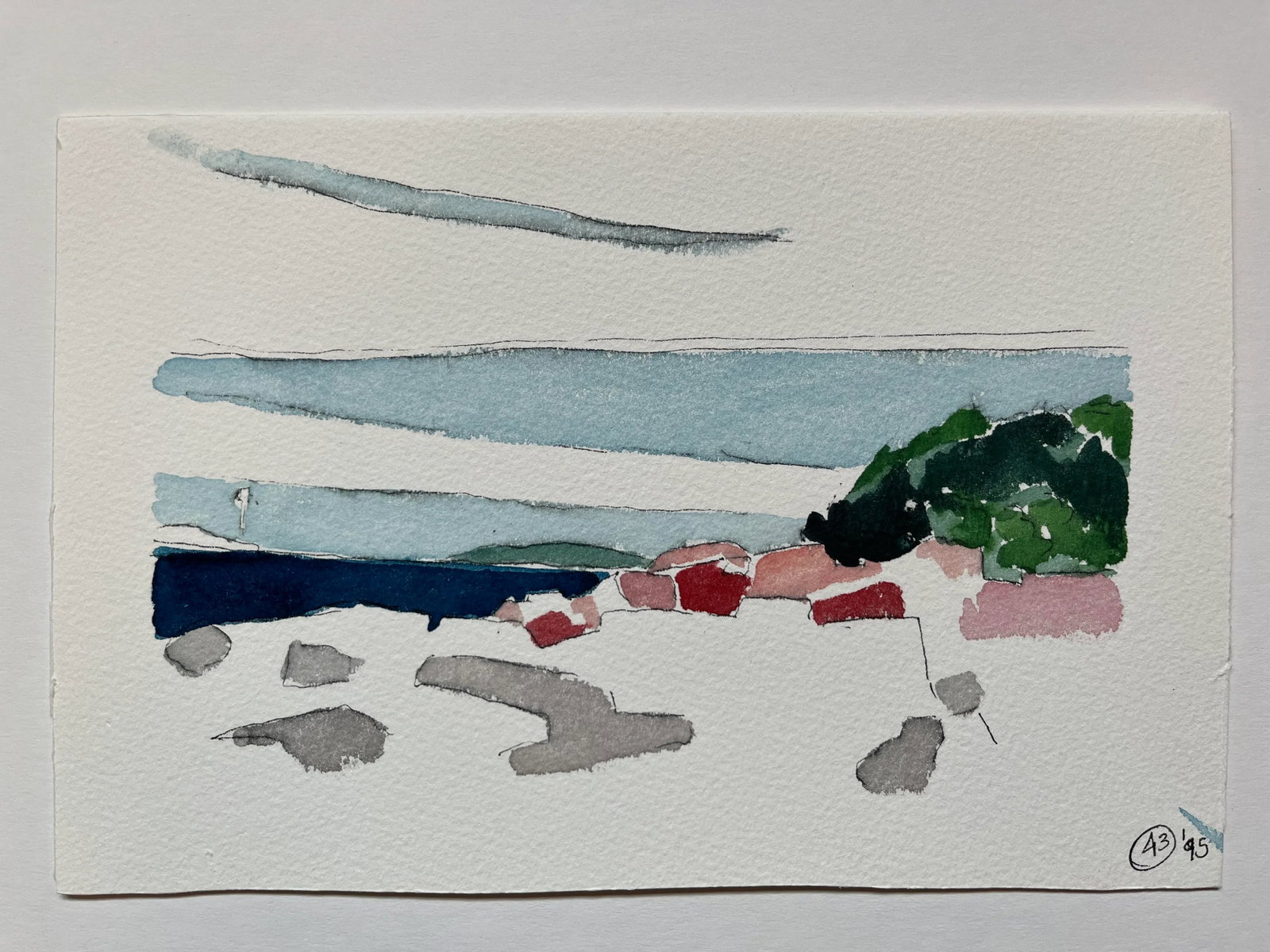Set of 3 Watercolor and Ink Seascape Paintings by Robert Herrmann - 2