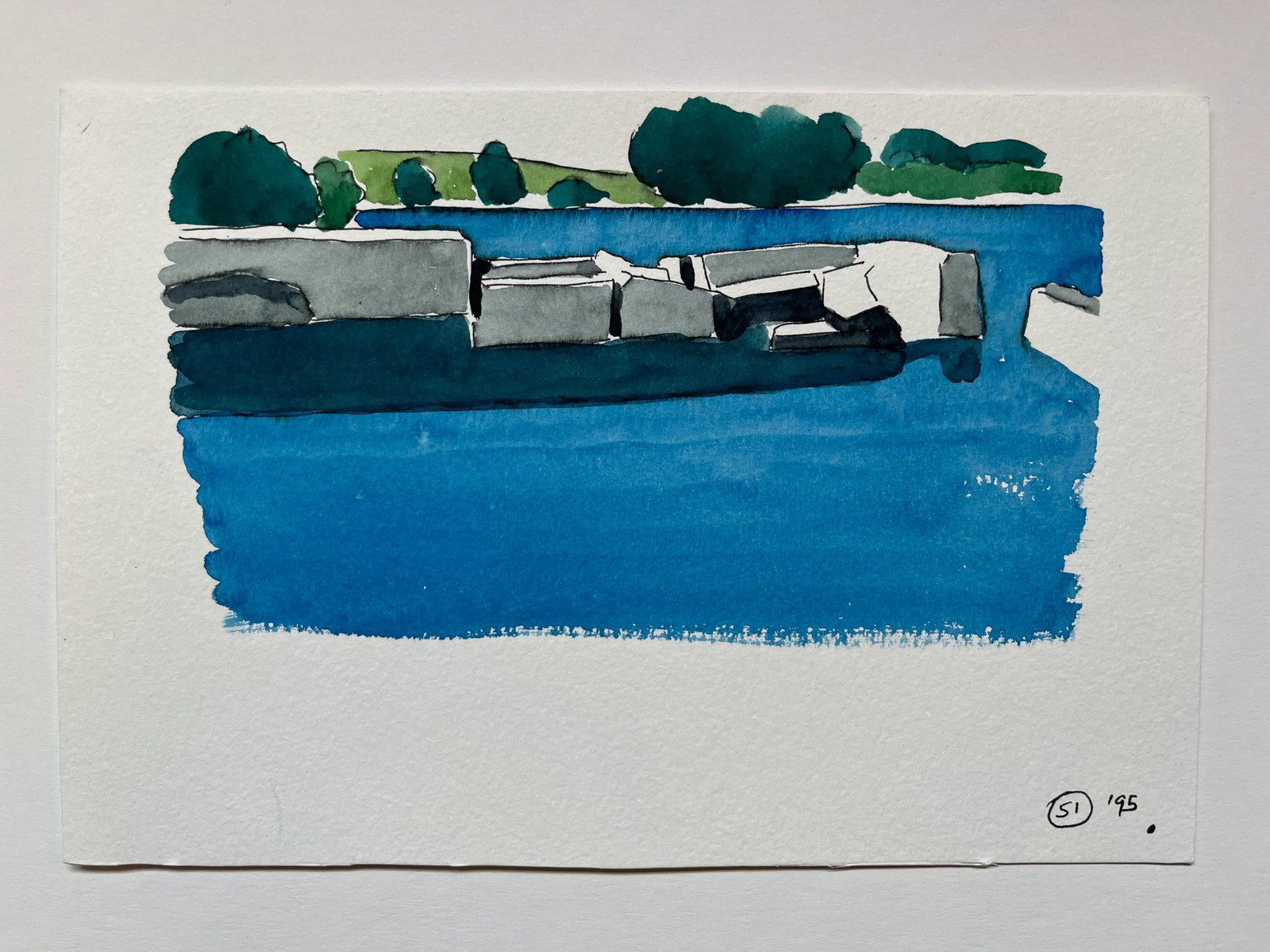 Set of 3 Watercolor and Ink Seascape Paintings by Robert Herrmann - 3