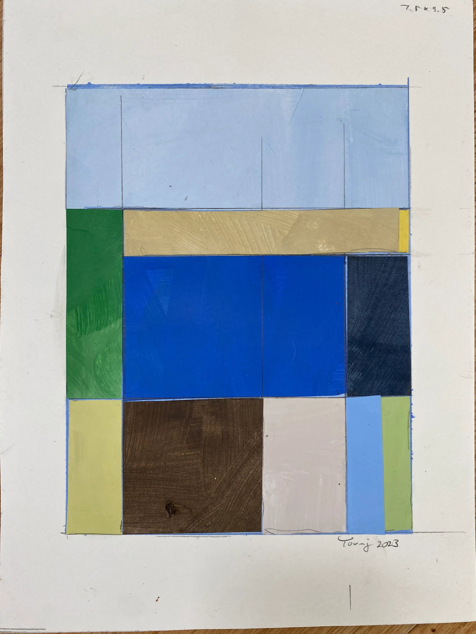 Bryan Young Original Lake Series, Abstract Landscape Collage Painting on Paper - 5