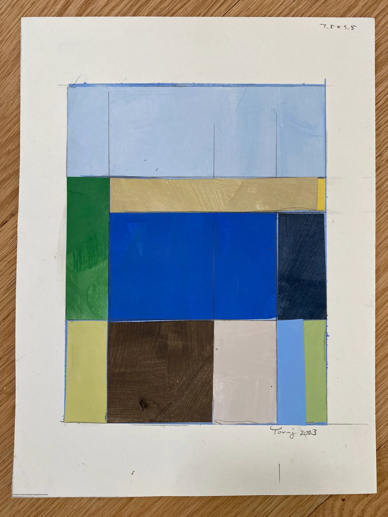 Bryan Young Original Lake Series, Abstract Landscape Collage Painting on Paper - 6