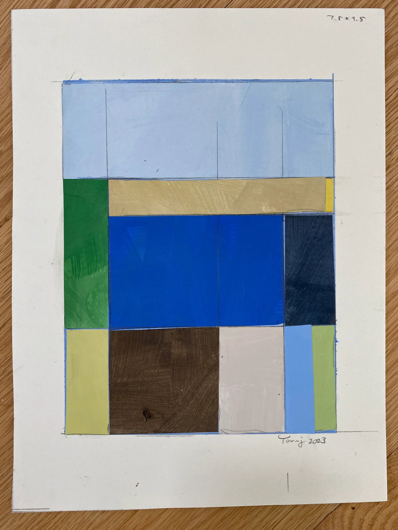 Bryan Young Original Lake Series, Abstract Landscape Collage Painting on Paper - 7