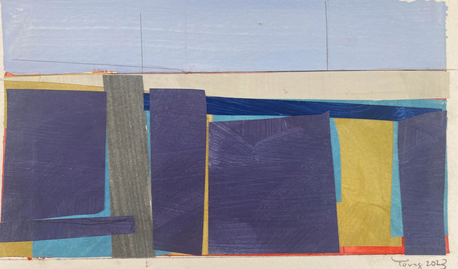 Original Lake Series Abstract Landscape Maquette Painting on Paper by Bryan Young - 3
