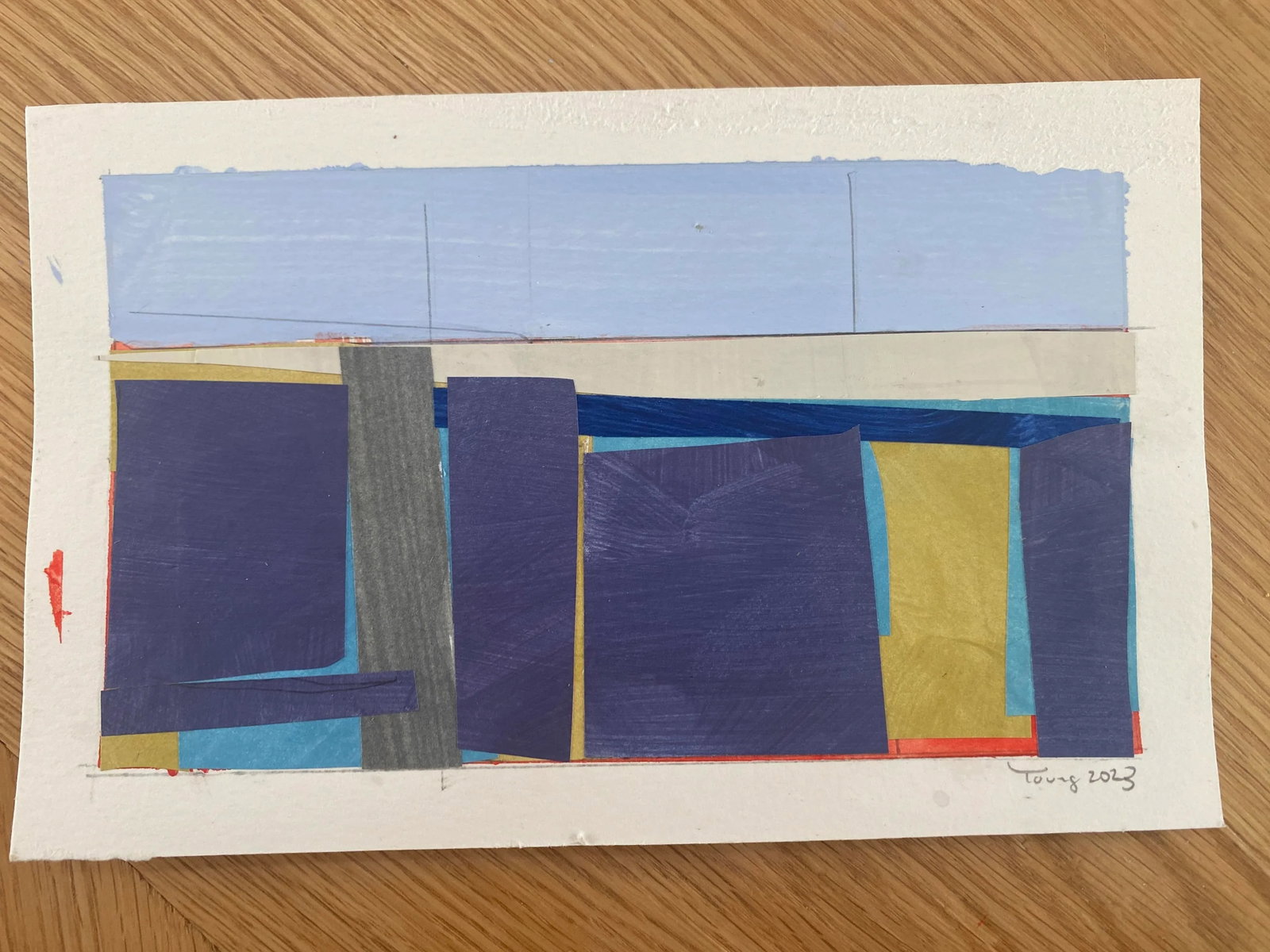 Original Lake Series Abstract Landscape Maquette Painting on Paper by Bryan Young - 5