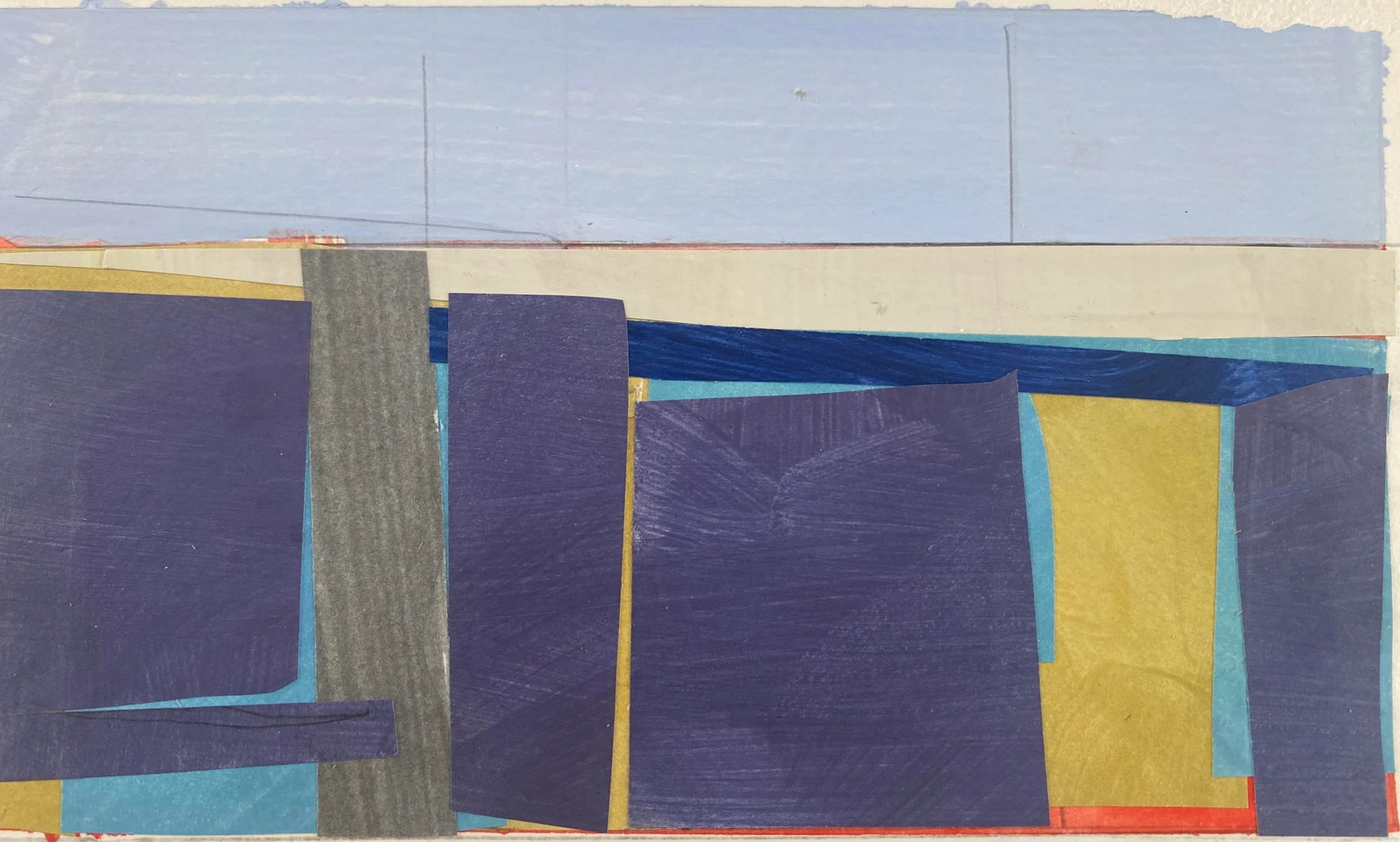 Original Lake Series Abstract Landscape Maquette Painting on Paper by Bryan Young - 6